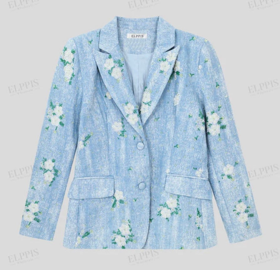 FLORAL EMBROIDERED DENIM JACKET