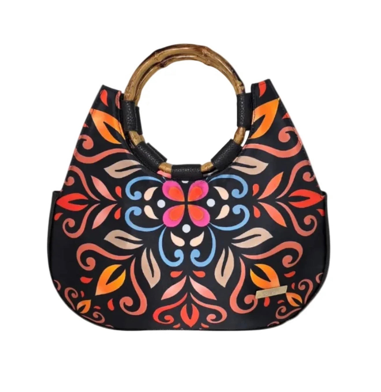 NATALIA CHULA BLACK MULTI FLORAL HANDBAG
