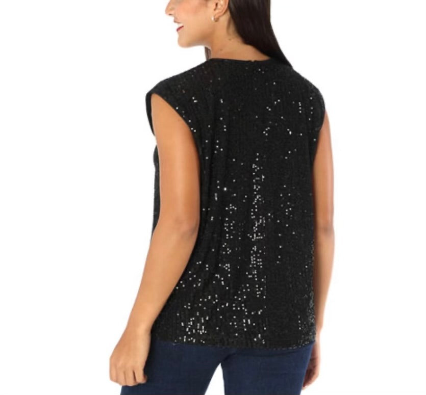 SEQUIN CAP SLEEVE TOP