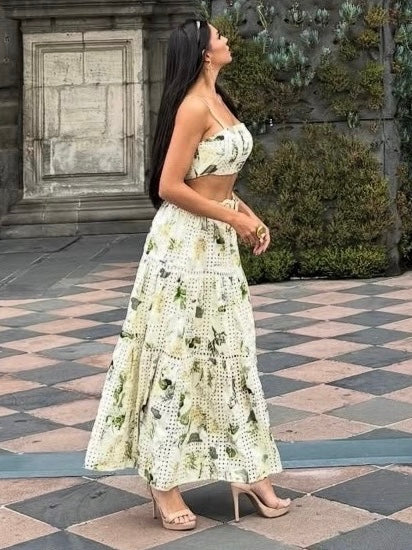 FLORAL BELTED MAXI SKIRT