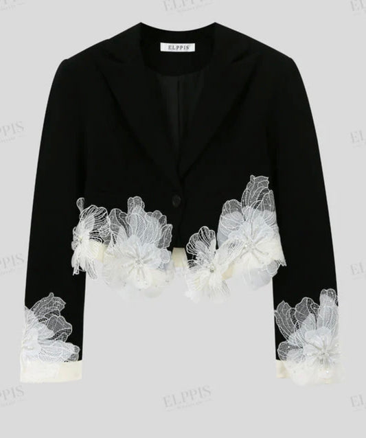 FLORAL LACE HEM JACKET