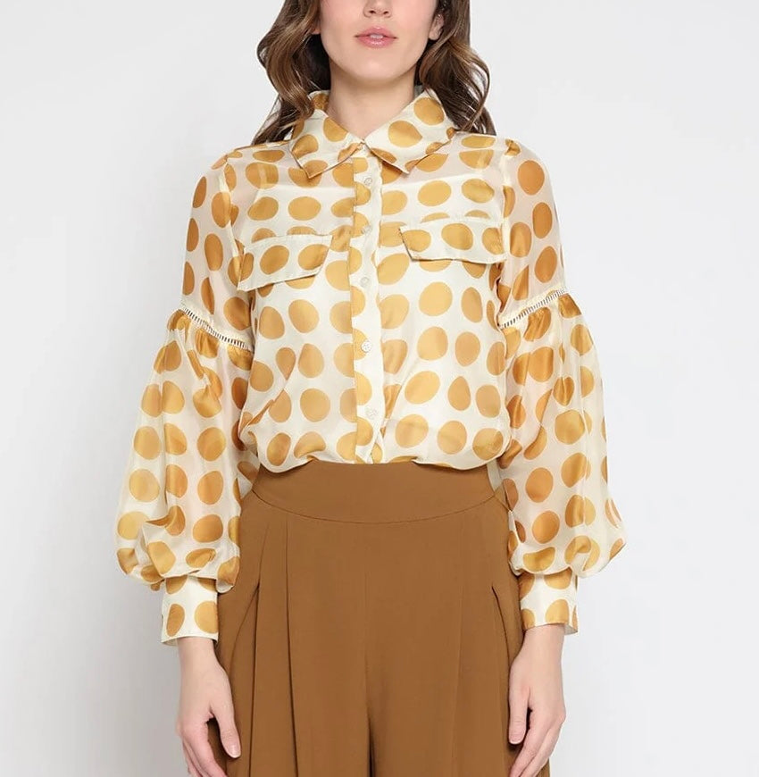 GRACIA MUSTARD POLKA DOT TOP