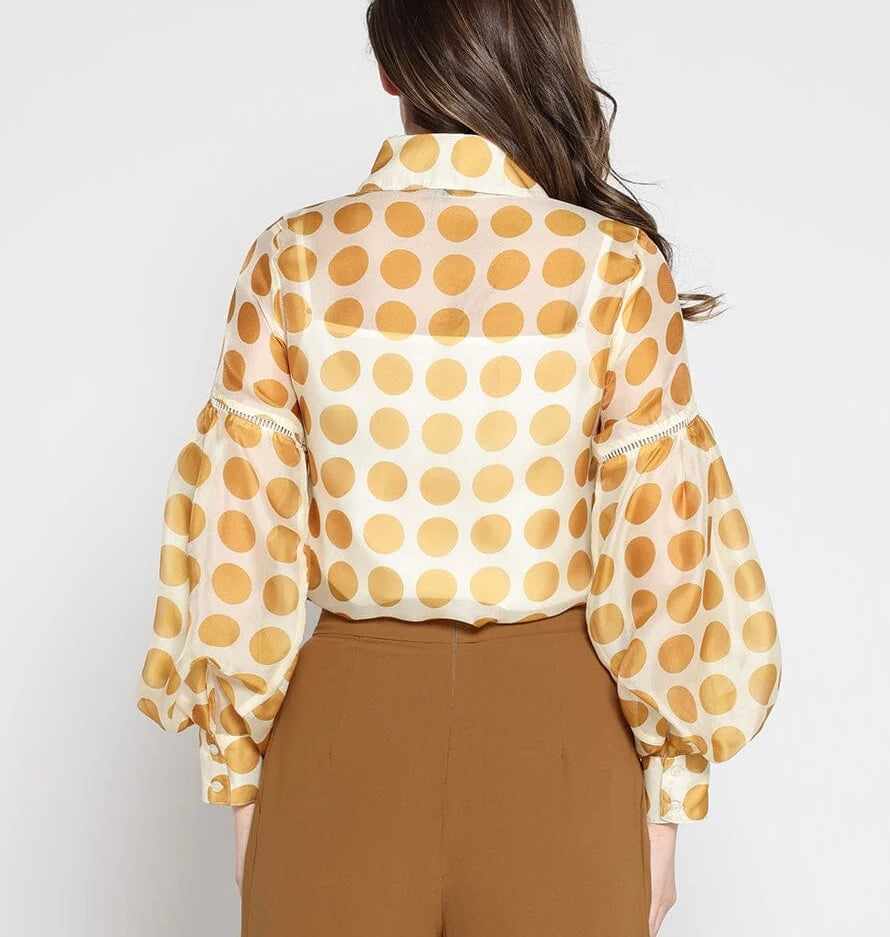GRACIA MUSTARD POLKA DOT TOP