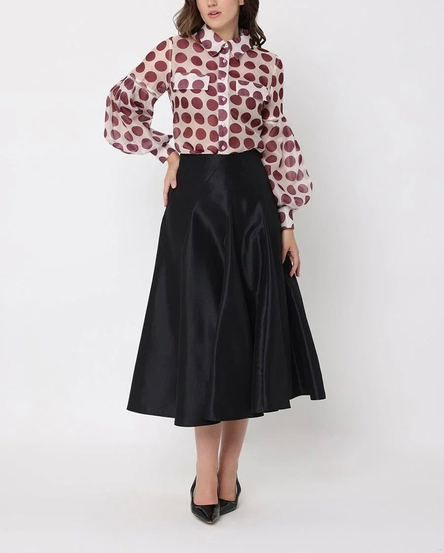 GRACIA BURGUNDY POLKA DOT TOP