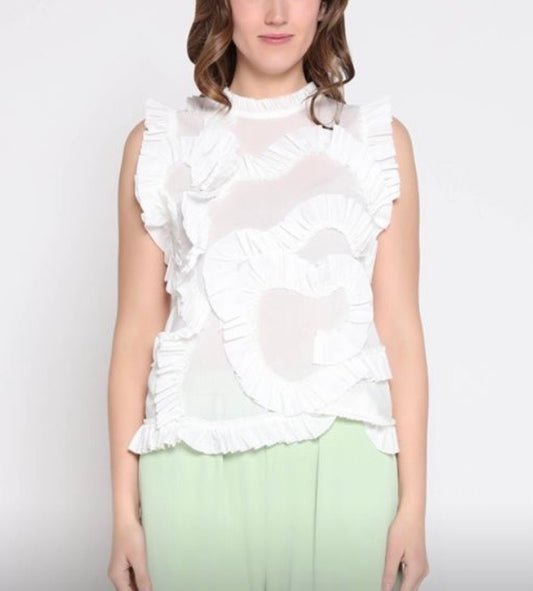 GRACIA MESH RUFFLE  TOP
