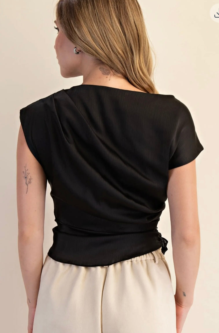 SATIN TIE WAIST TOP