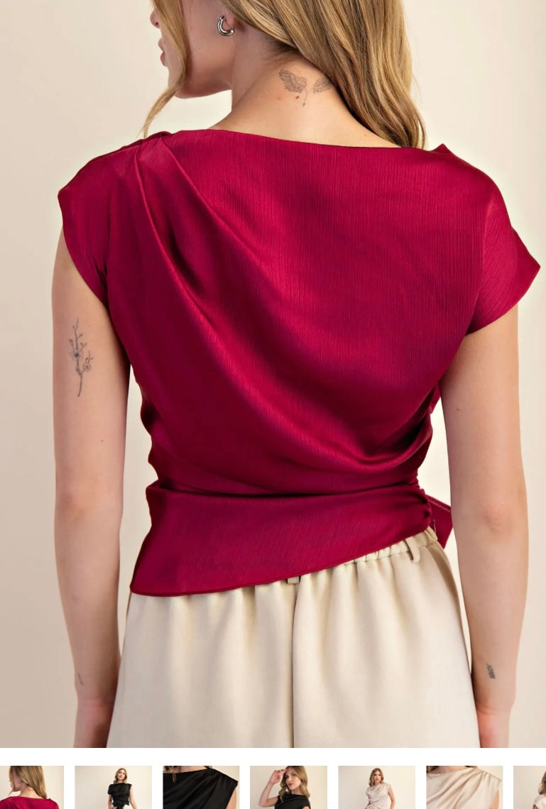TIE WAIST SATIN TOP