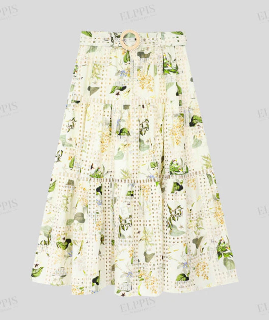 FLORAL BELTED MAXI SKIRT