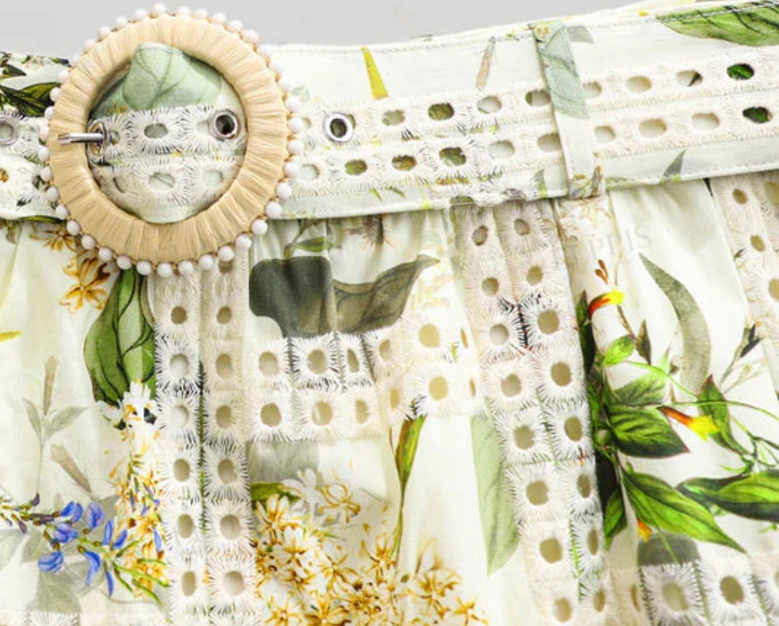 FLORAL BELTED MAXI SKIRT