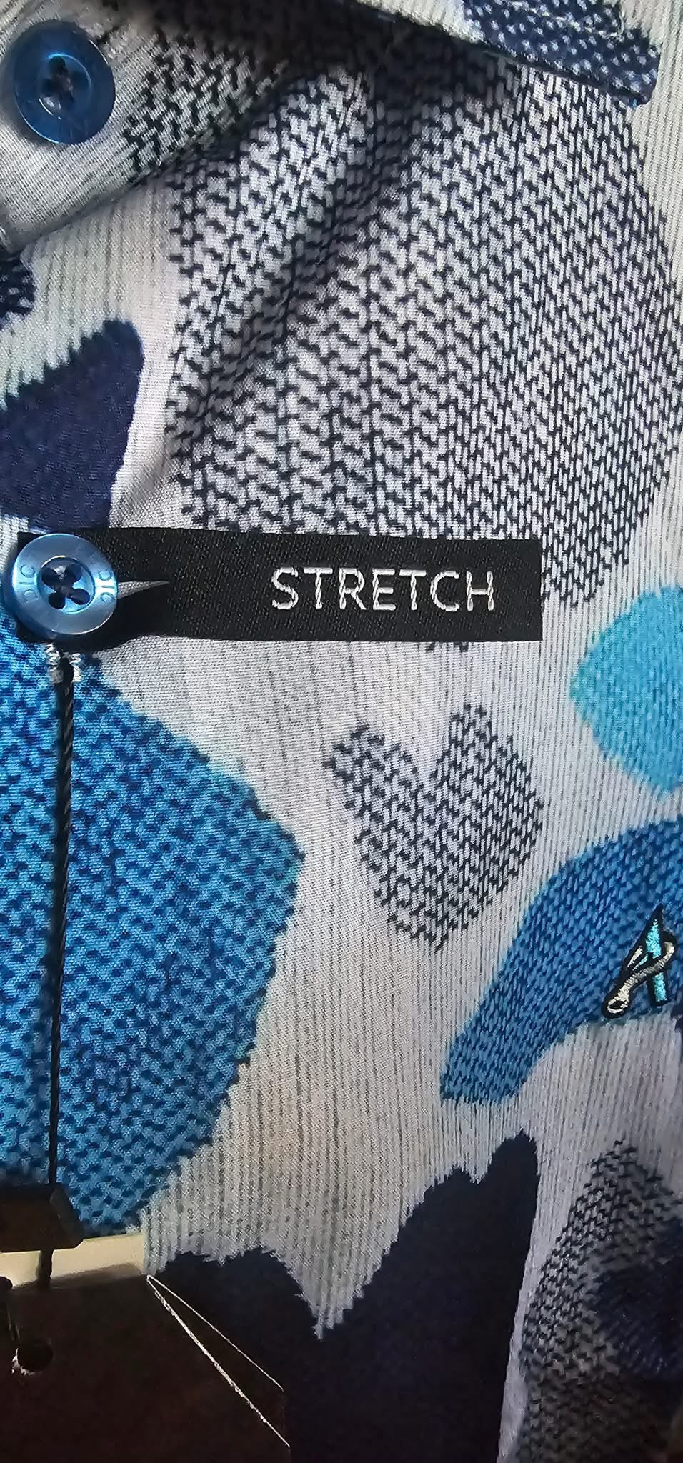 ADDICT BLUE MULTI SHORT SLEEVE GEO PRINT SHIRT