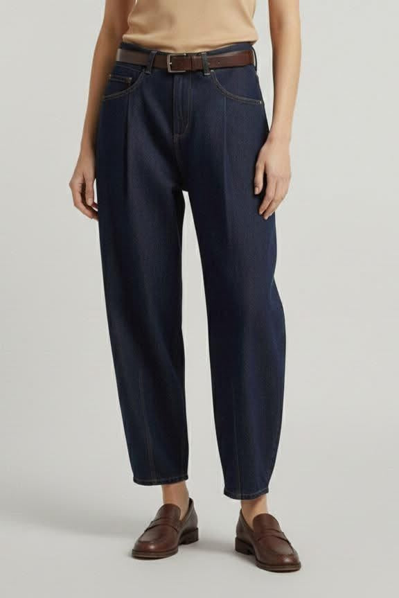 PLEATED BARREL JEAN