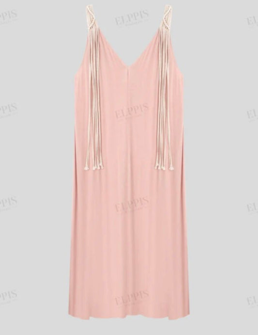 VESTIDO CUELLO EN V MANGA LARGA