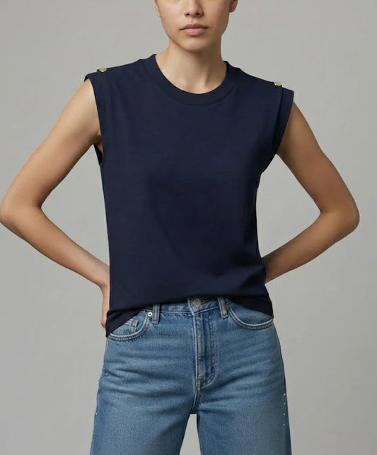 FUNKY SOUL SHOULDER SNAP KNIT TOP