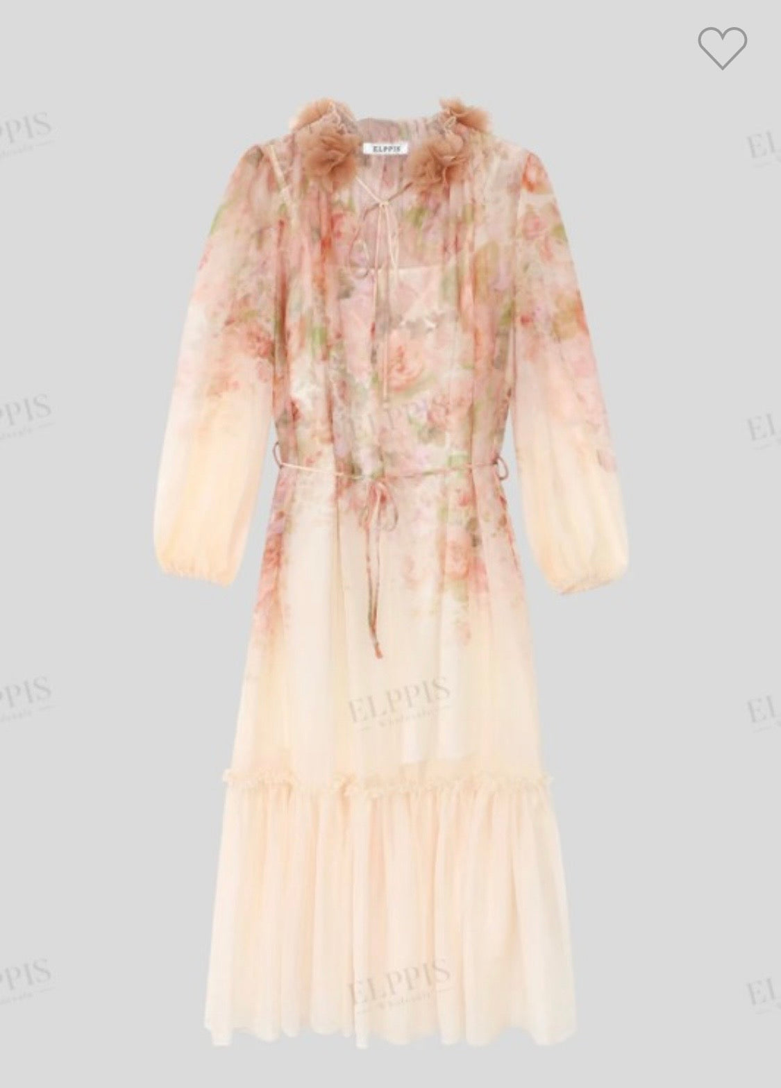 FLORAL PRINT SHEER LONG SLEEVE DRESS