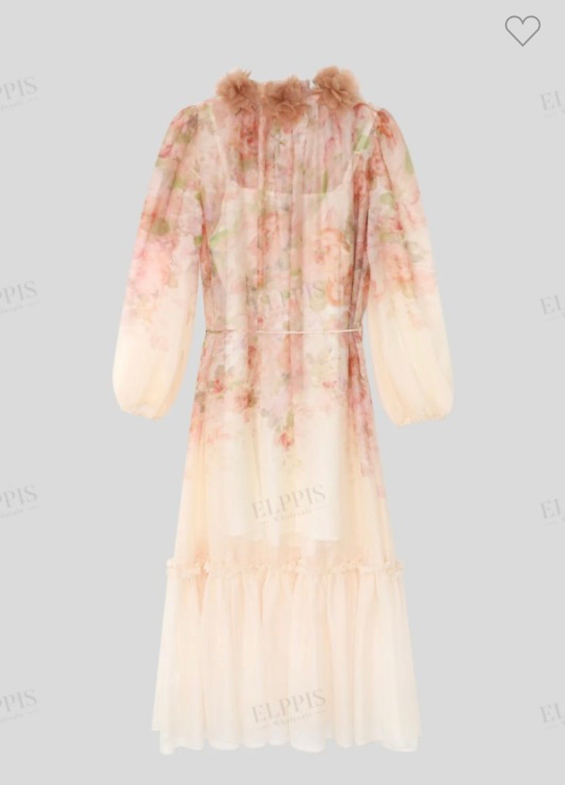 FLORAL PRINT SHEER LONG SLEEVE DRESS