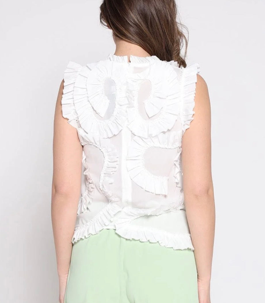 GRACIA MESH RUFFLE  TOP