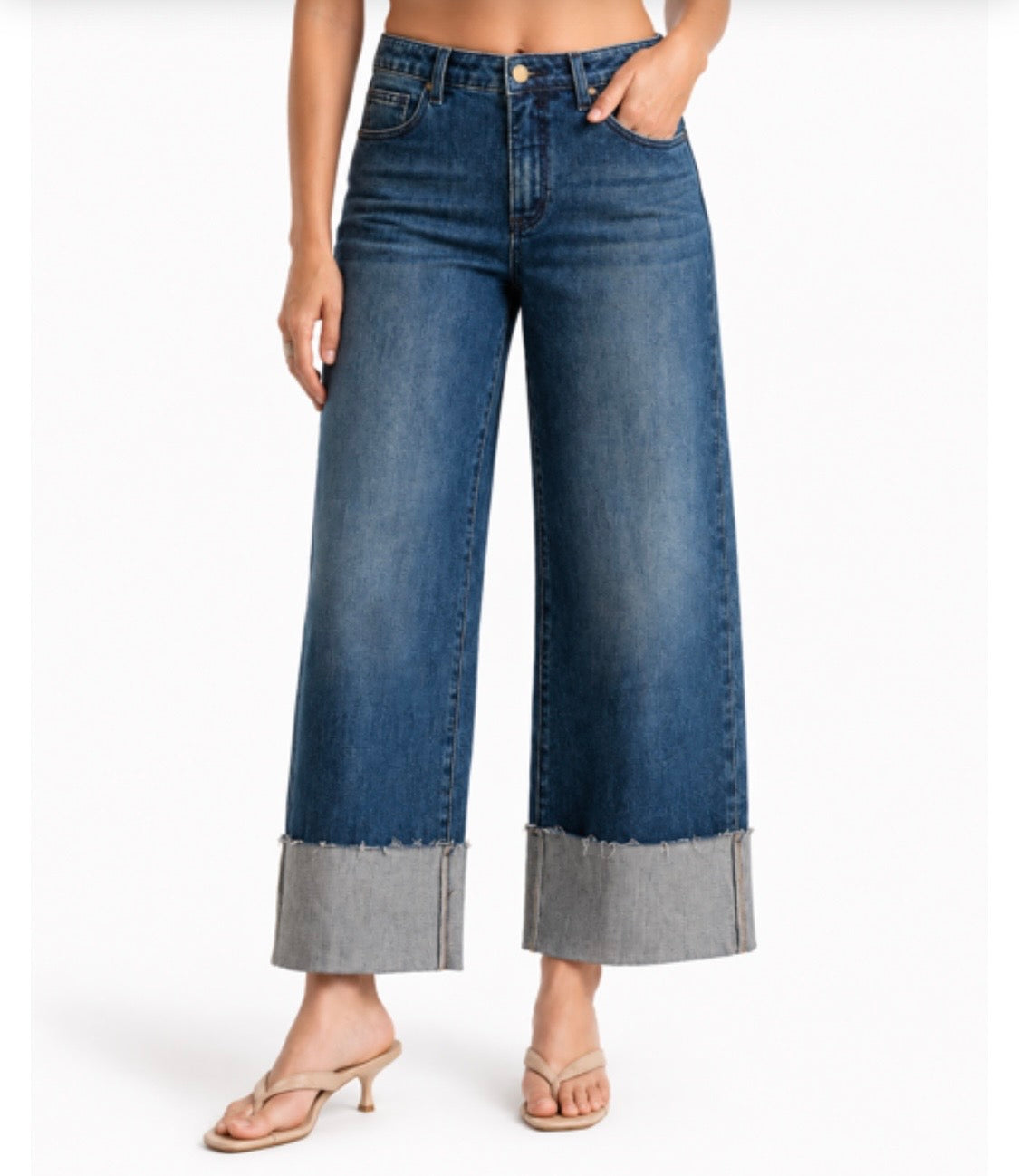 FUNKY SOUL WOMEN'S WIDE CUFF STRAIGHT LEG JEAN