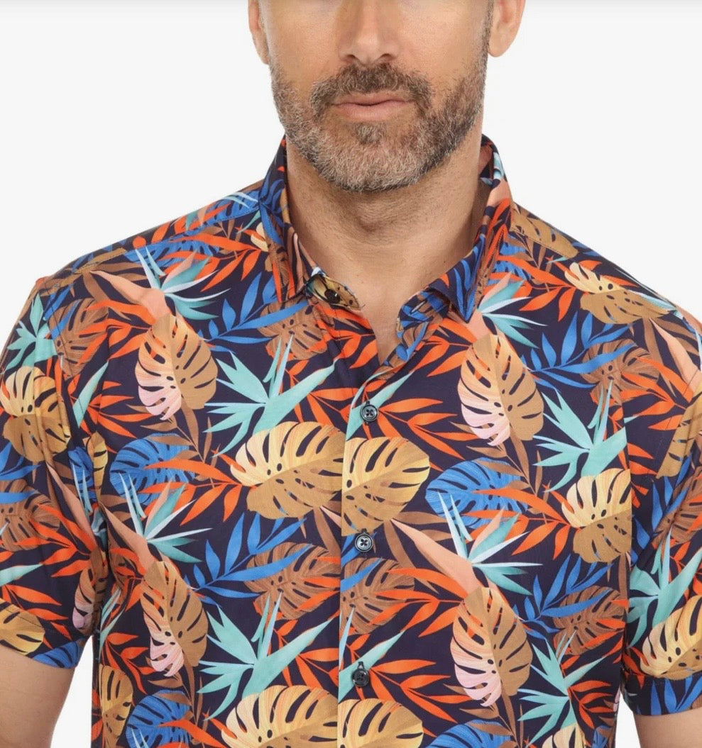 MOJITO SHORT SLEEVE LEAF PRINT SHIRT