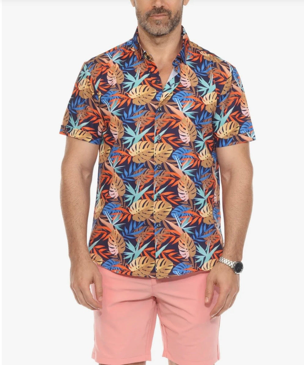 MOJITO SHORT SLEEVE LEAF PRINT SHIRT
