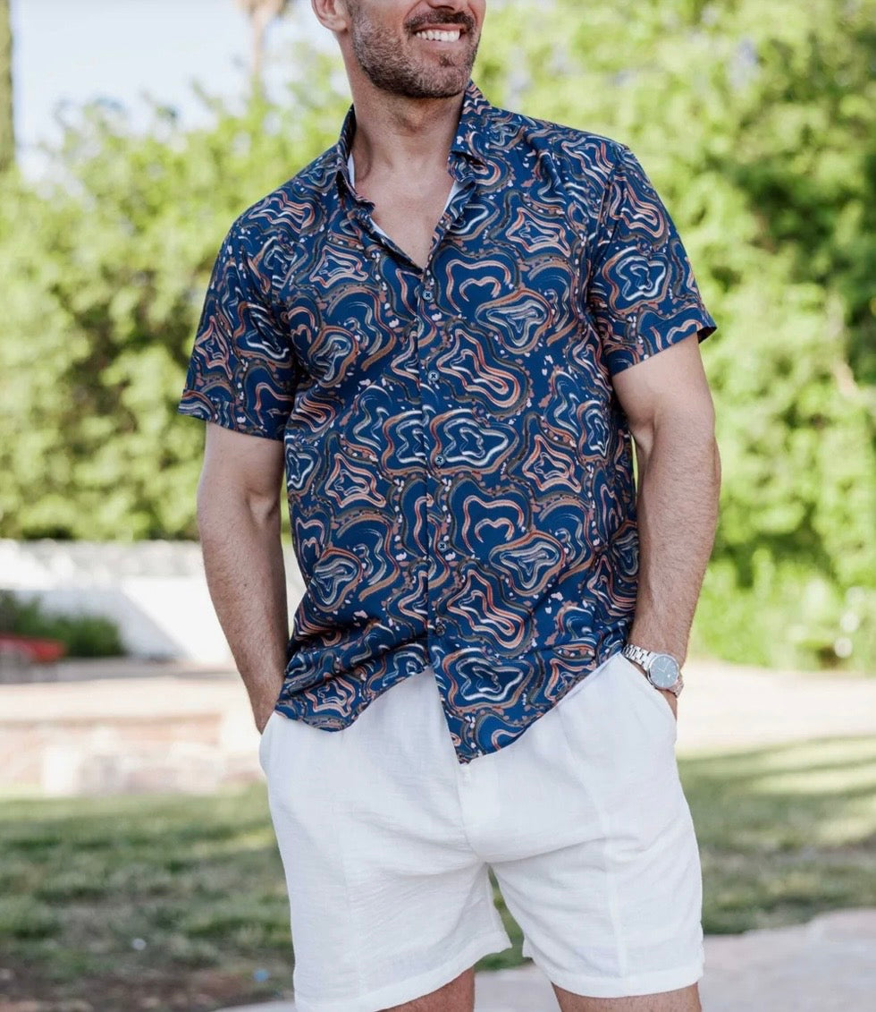 MOJITO SHORT SLEEVE SWIRL PRINT SHIRT