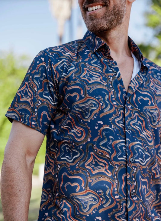 MOJITO SHORT SLEEVE SWIRL PRINT SHIRT
