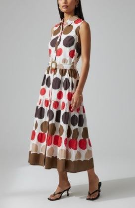 BROWN DOT PRINT TANK DRESS