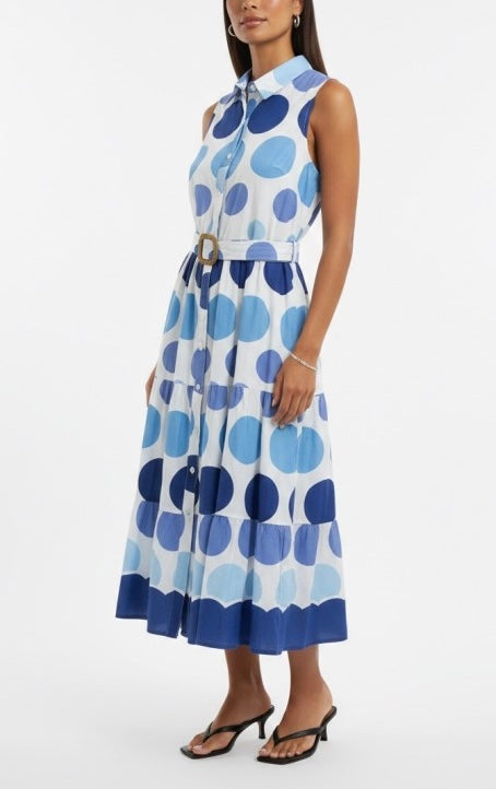 BLUE DOT PRINT TANK DRESS