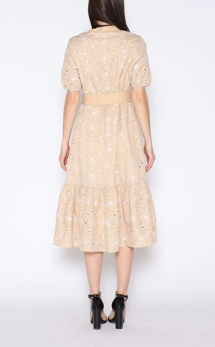 GRACIA EYELET EMBROIDERED DRESS