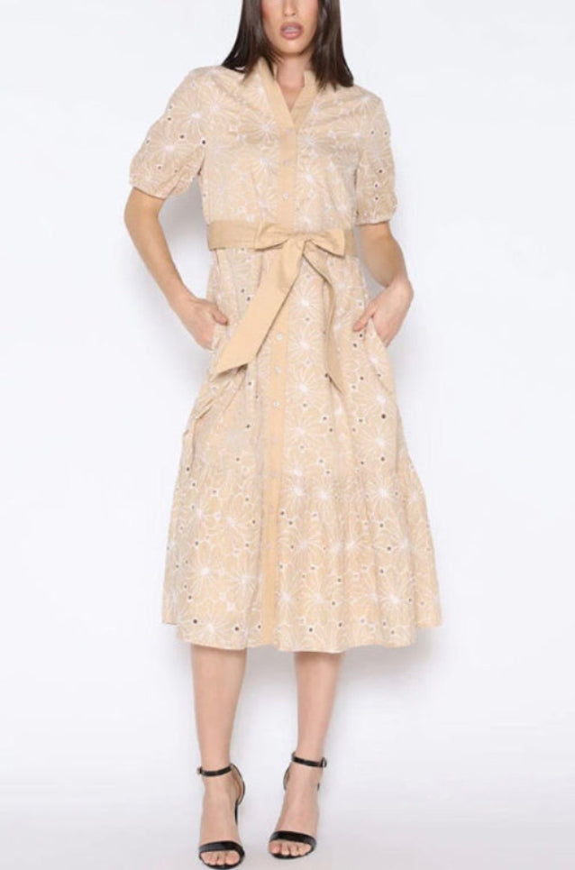 GRACIA EYELET EMBROIDERED DRESS