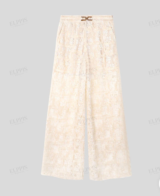 EMBROIDERED GEOMETRIC MESH PANT
