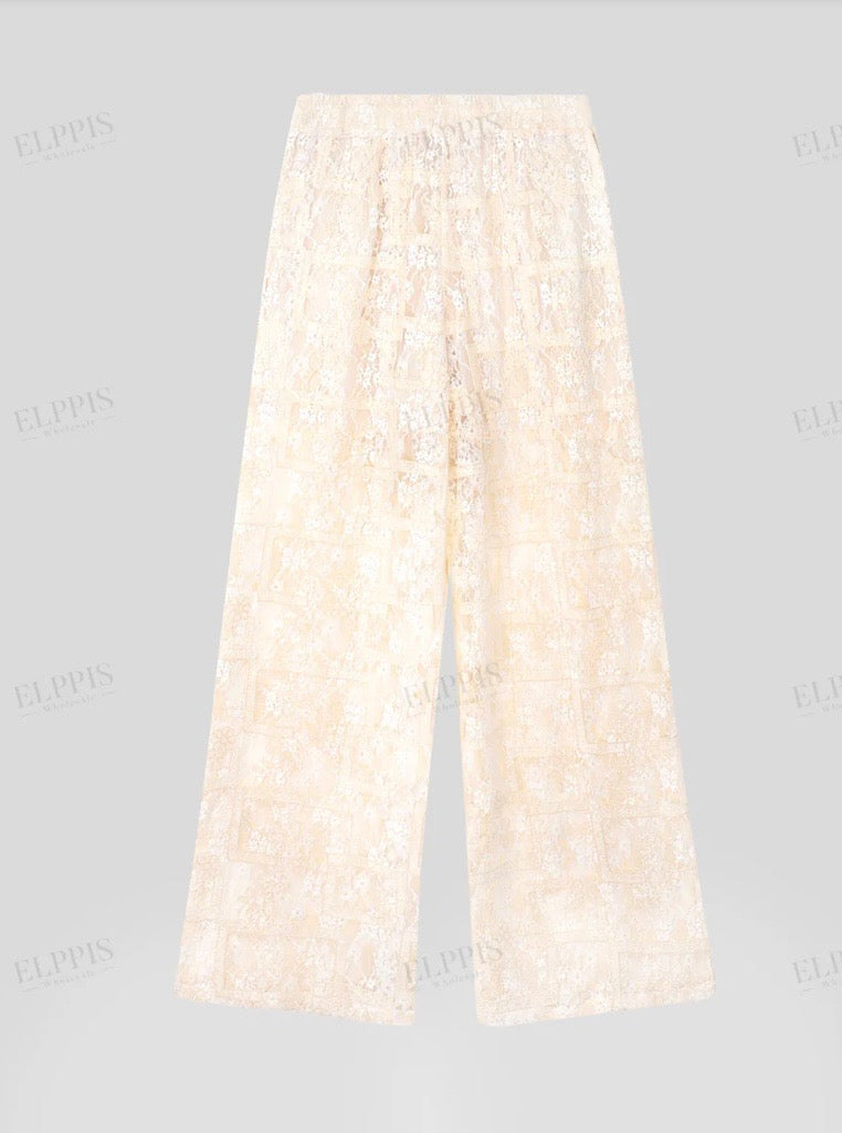 EMBROIDERED GEOMETRIC MESH PANT