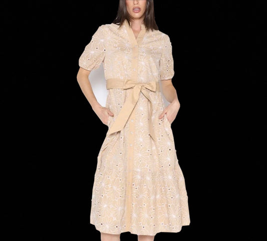 GRACIA EYELET EMBROIDERED DRESS