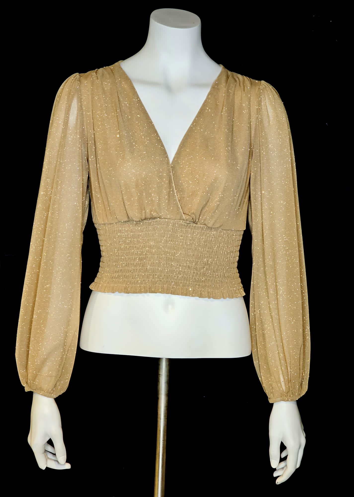 SMOCKED WAIST LUREX TOP