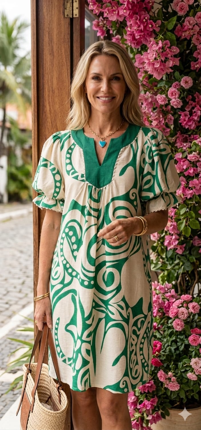 YOKE PRINT DRESS