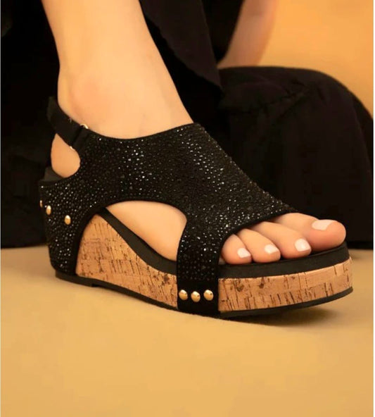 BARBARA BLACK CHRYSTAL WEDGE