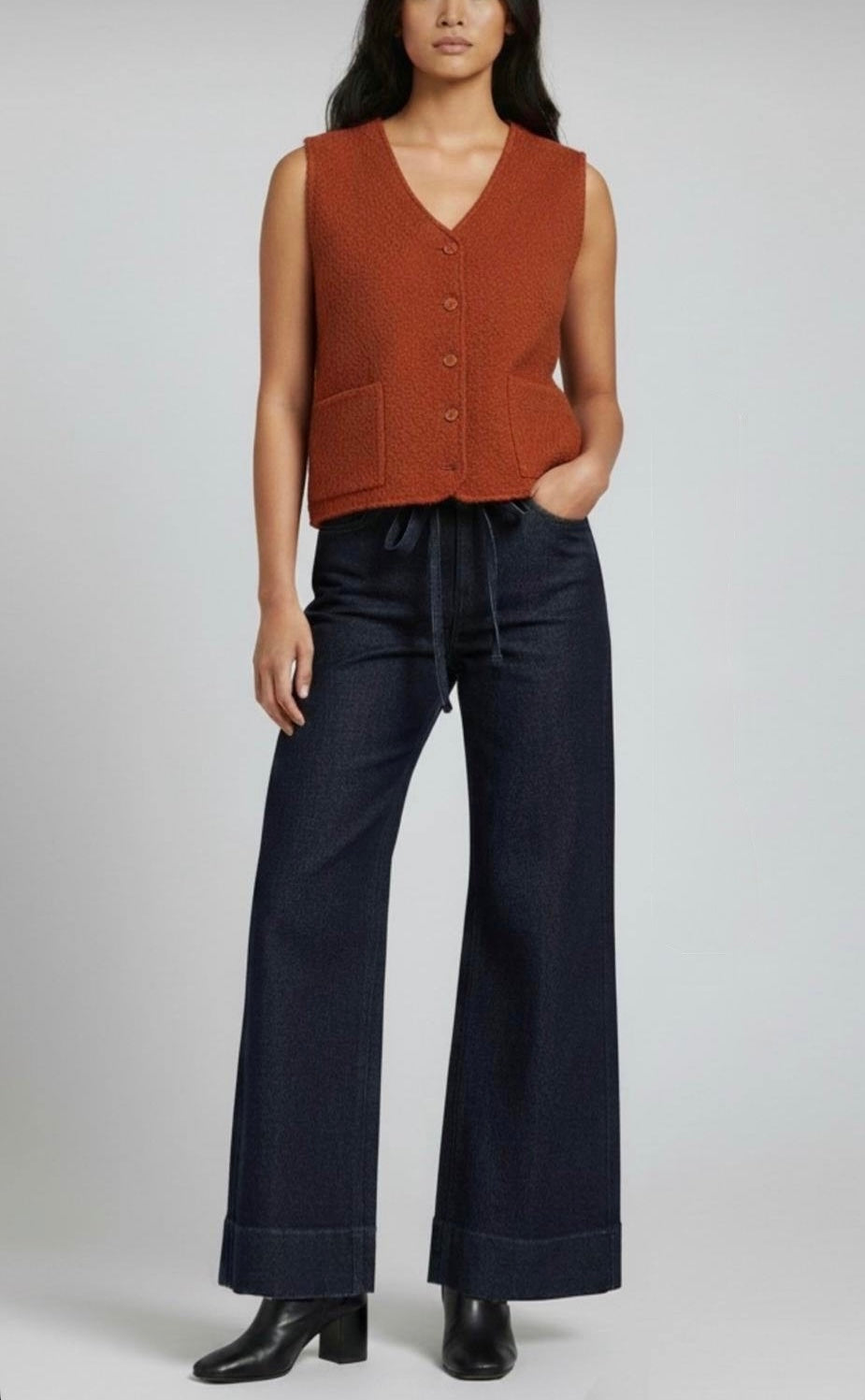 STRETCH SELF BELT FLARE JEAN